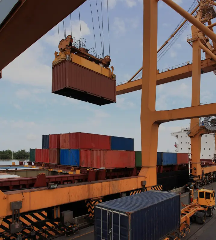 section image with cargo containers